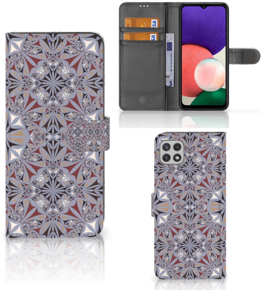 Samsung Galaxy A22 5G Bookcase Flower Tiles