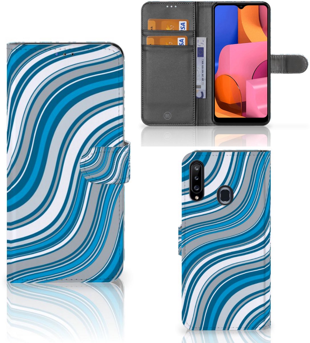 Samsung Galaxy A20s Telefoon Hoesje Waves Blue
