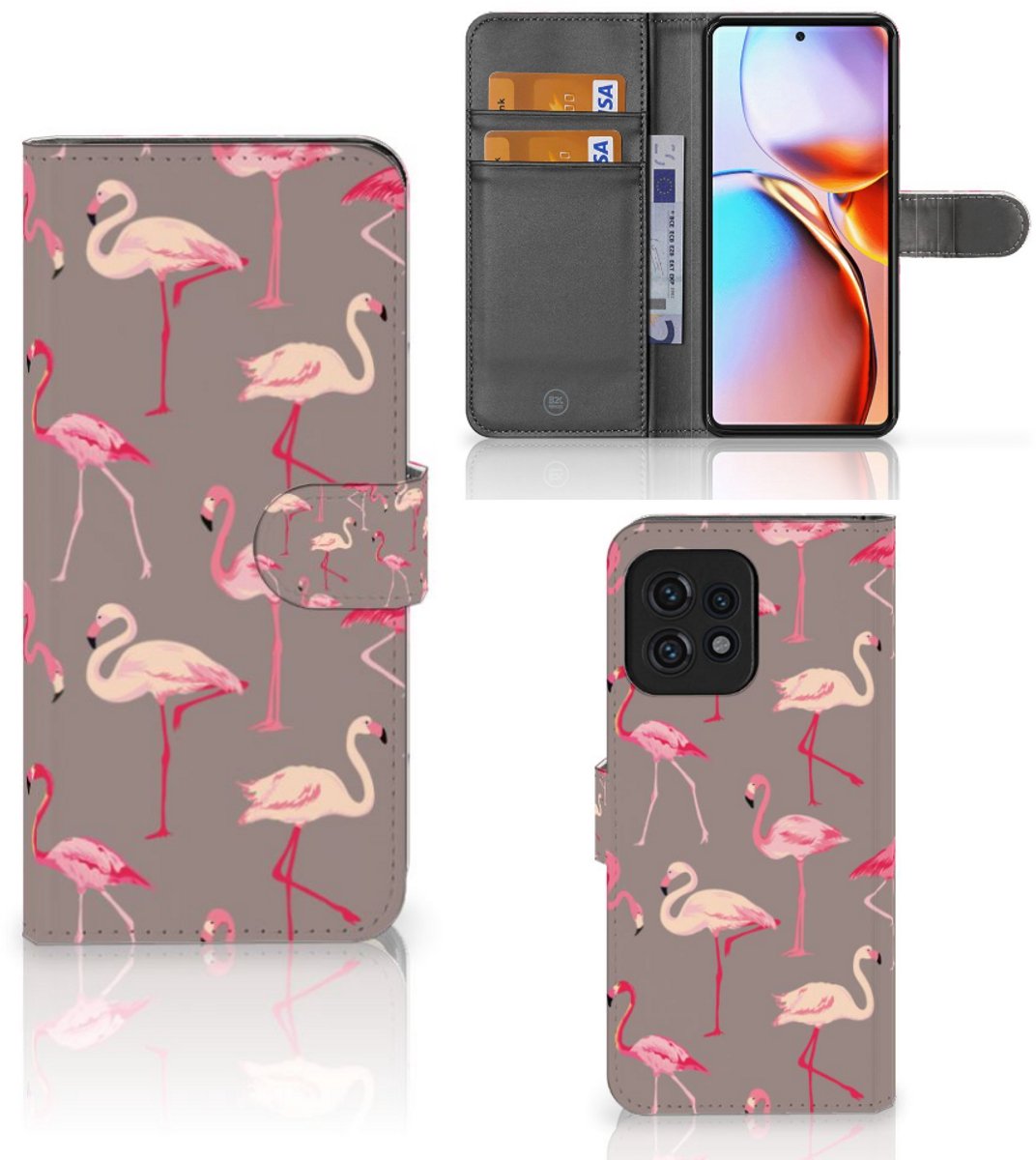 Motorola Edge 40 Pro Telefoonhoesje met Pasjes Flamingo