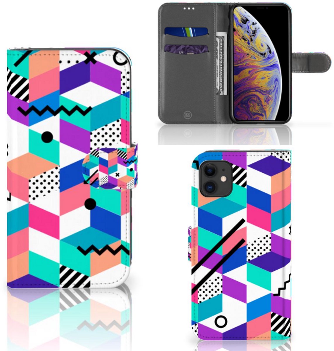 Apple iPhone 11 Book Case Blokken Kleurrijk