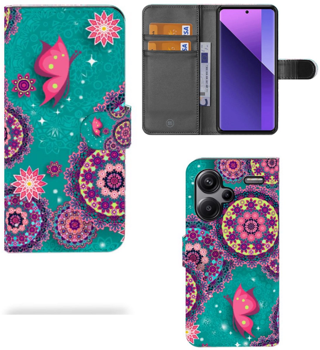 Xiaomi Redmi Note 13 Pro Plus Hoesje Cirkels en Vlinders