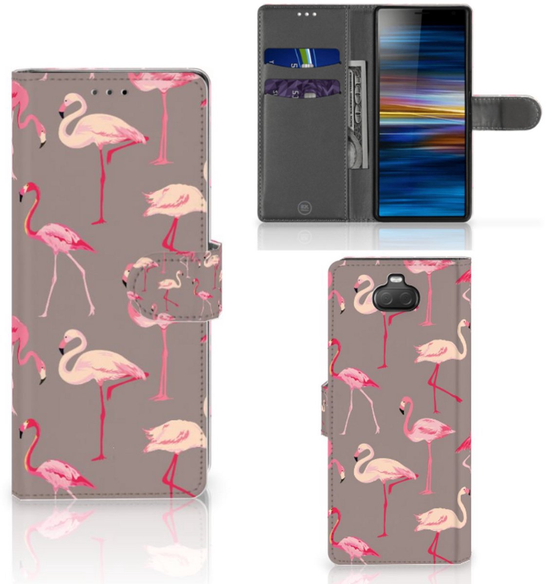 Sony Xperia 10 Telefoonhoesje met Pasjes Flamingo