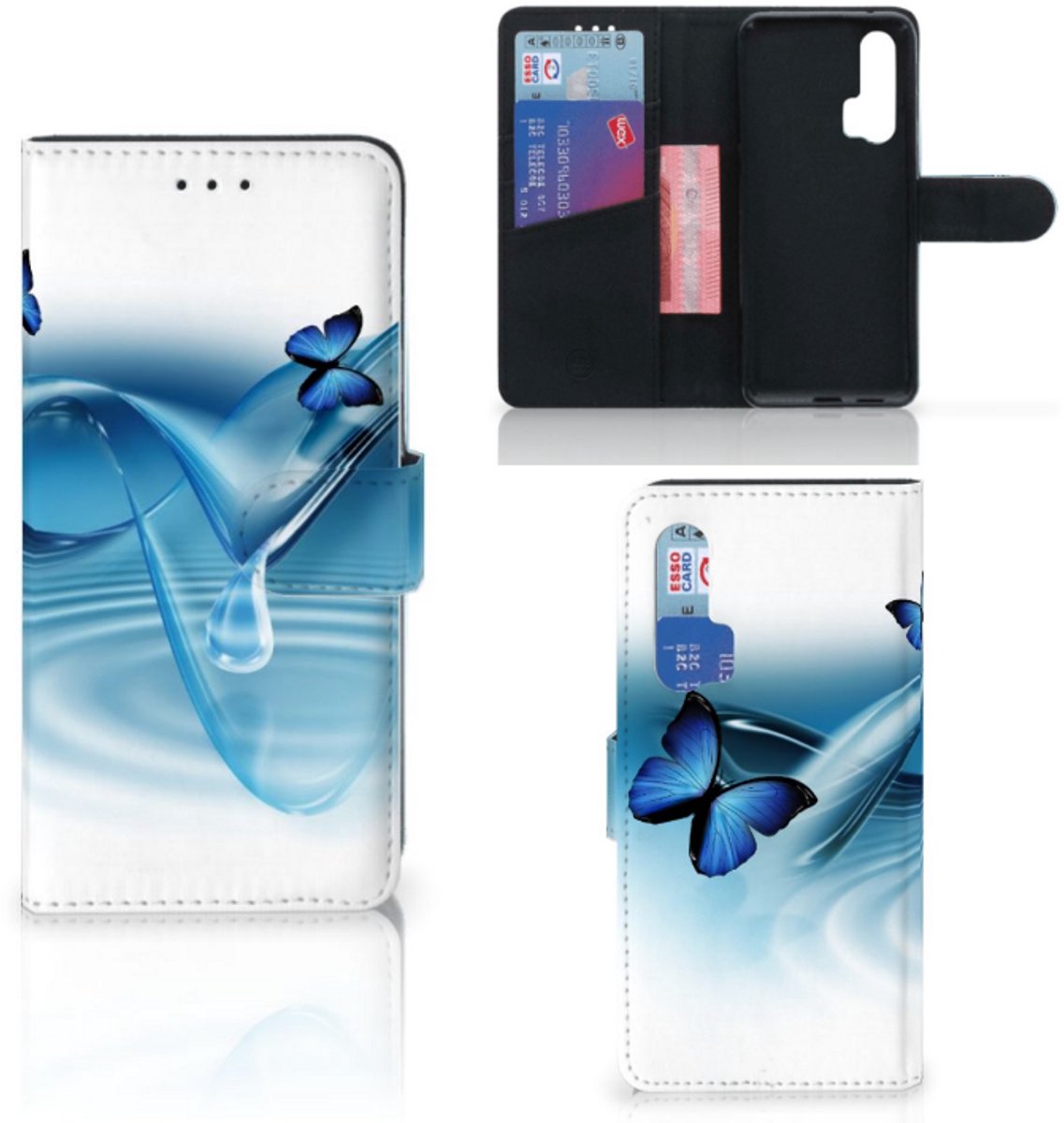 Book Case voor Honor 20 Pro Telefoonhoesje met Pasjes Vlinders