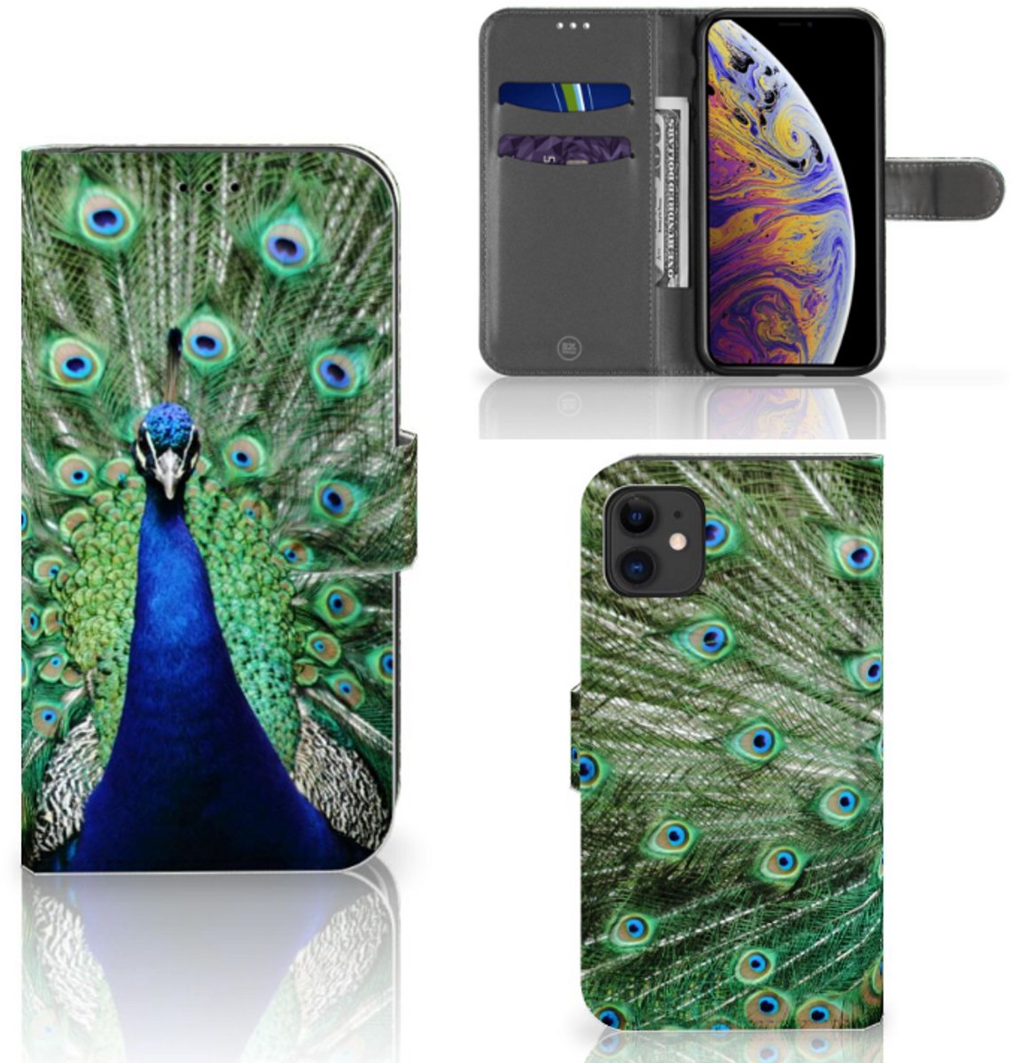 Apple iPhone 11 Telefoonhoesje met Pasjes Pauw