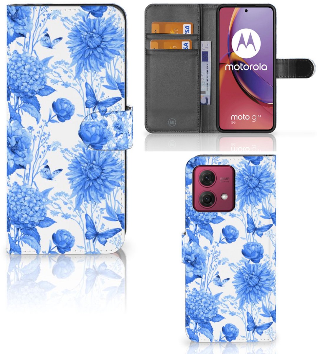 Hoesje voor Motorola Moto G84 Flowers Blue