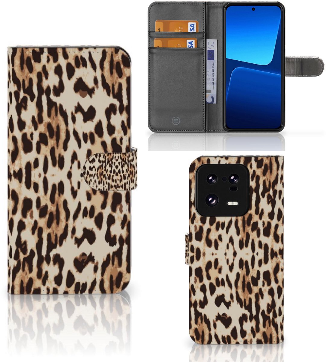 Xiaomi 13 Pro Telefoonhoesje met Pasjes Leopard