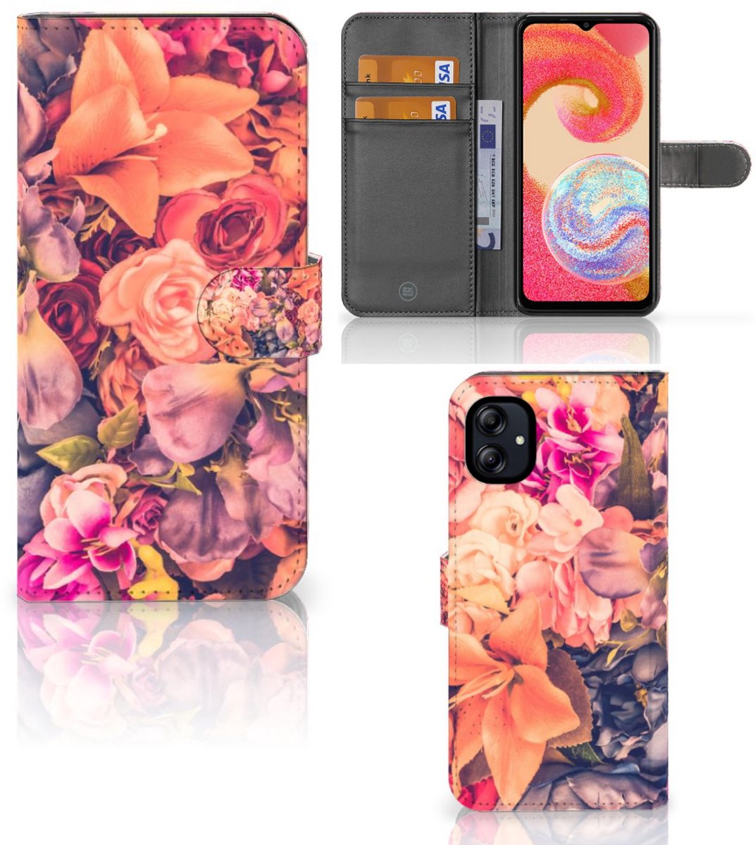 Book Case voor Samsung Galaxy A04e Hoesje Bosje Bloemen