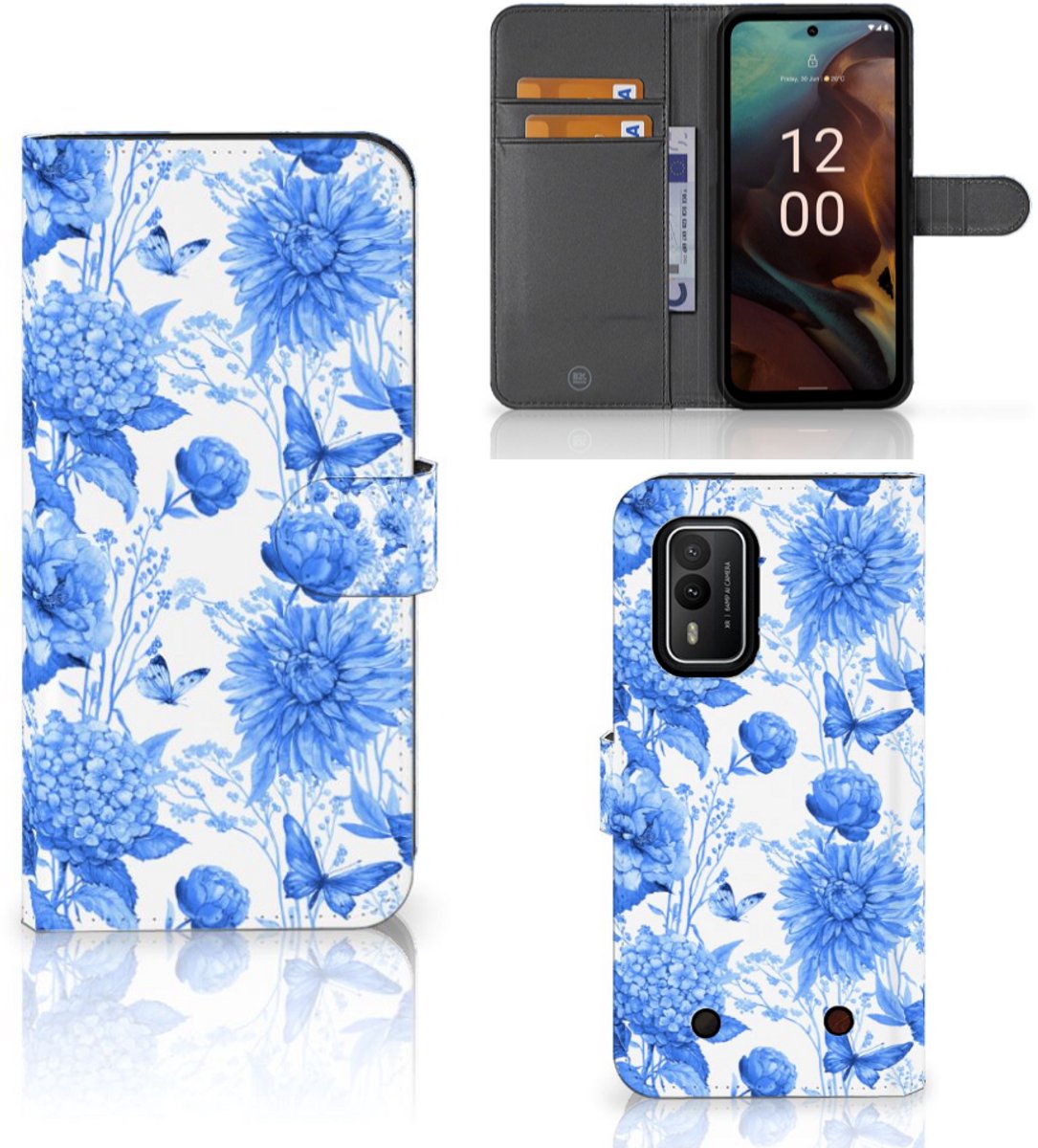 Hoesje voor Nokia XR21 Flowers Blue