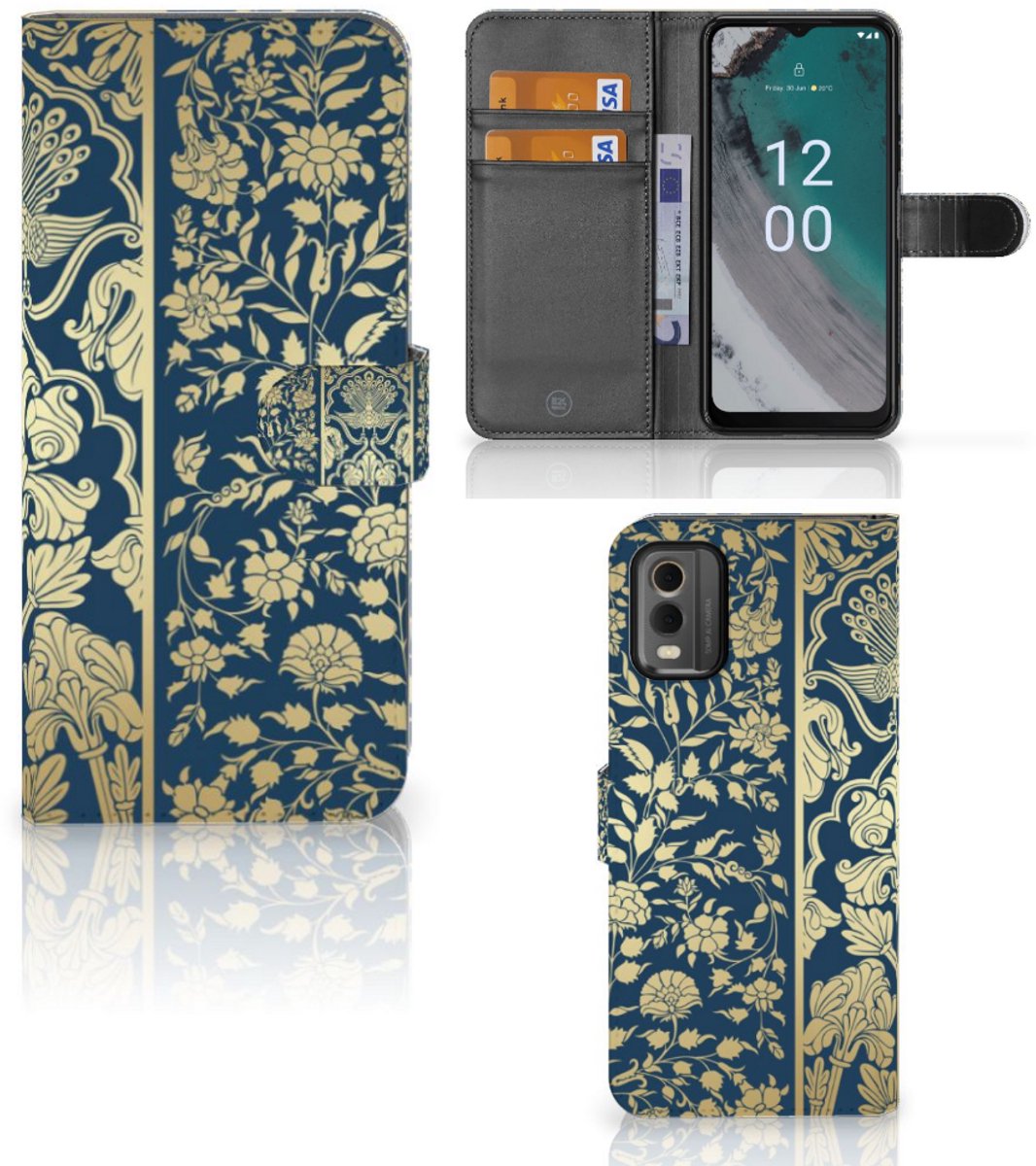 Nokia C32 Hoesje Beige Flowers