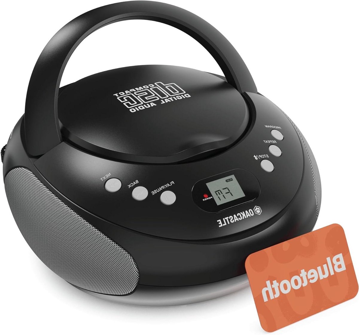 Boombox CD-speler - Draagbare Muziekspeler - Muziek Afspelen - Stereo Luidsprekers - 23.5 x 23.6 x 11.3 cm - Zwart