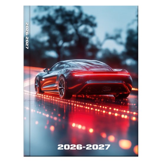 SOHO Agenda - A5 Formaat - 21x14,5cm - Jaar 26/27 - 12 maanden - Augustus t/m Juli - 1 week op 2 pagina's - Harde kaft - Met leeslint - Luxury Car