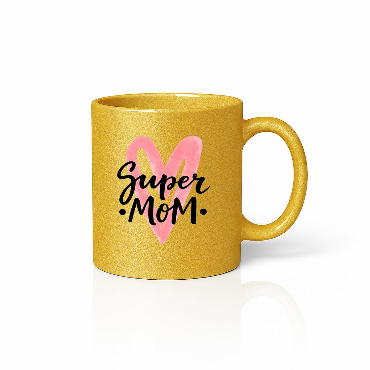 Super Mom Koffiemok met Roze Hart - Moederdag Cadeau - Luxe Goud