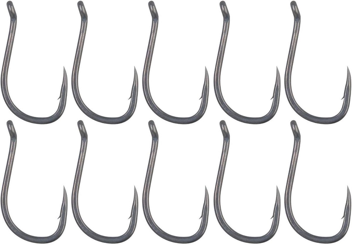 Karperhaken - Visgerei Haken - Karpervissen - Schuine Haakbuis - 10 stuks - Zwart