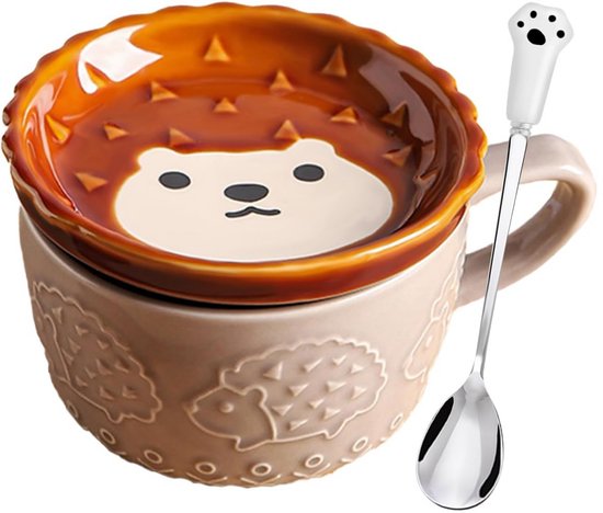 QTTVBTNA Kawaii Koffiemok met Deksel – Schattige Grappige Mok met Tekstprint – Magnetronbestendig – Cadeau voor Vrouwen, Meisjes en Kinderen – Kerst & Verjaardag