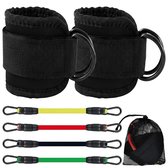Zwart enkel strap set met weerstandsbanden unisex fitness enkelbanden voor been training en bil oefeningen – verstelbare enkelband straps met resistance bands voor krachttraining yoga en thuis fitness