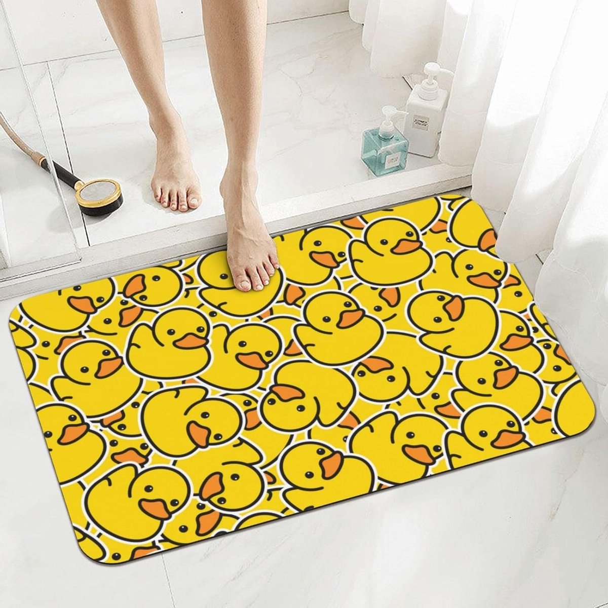 Leuke rubberen eenden badmat tapijten 15,7 x 23,6 inch, gele cartoon eend diatomeeënaarde 