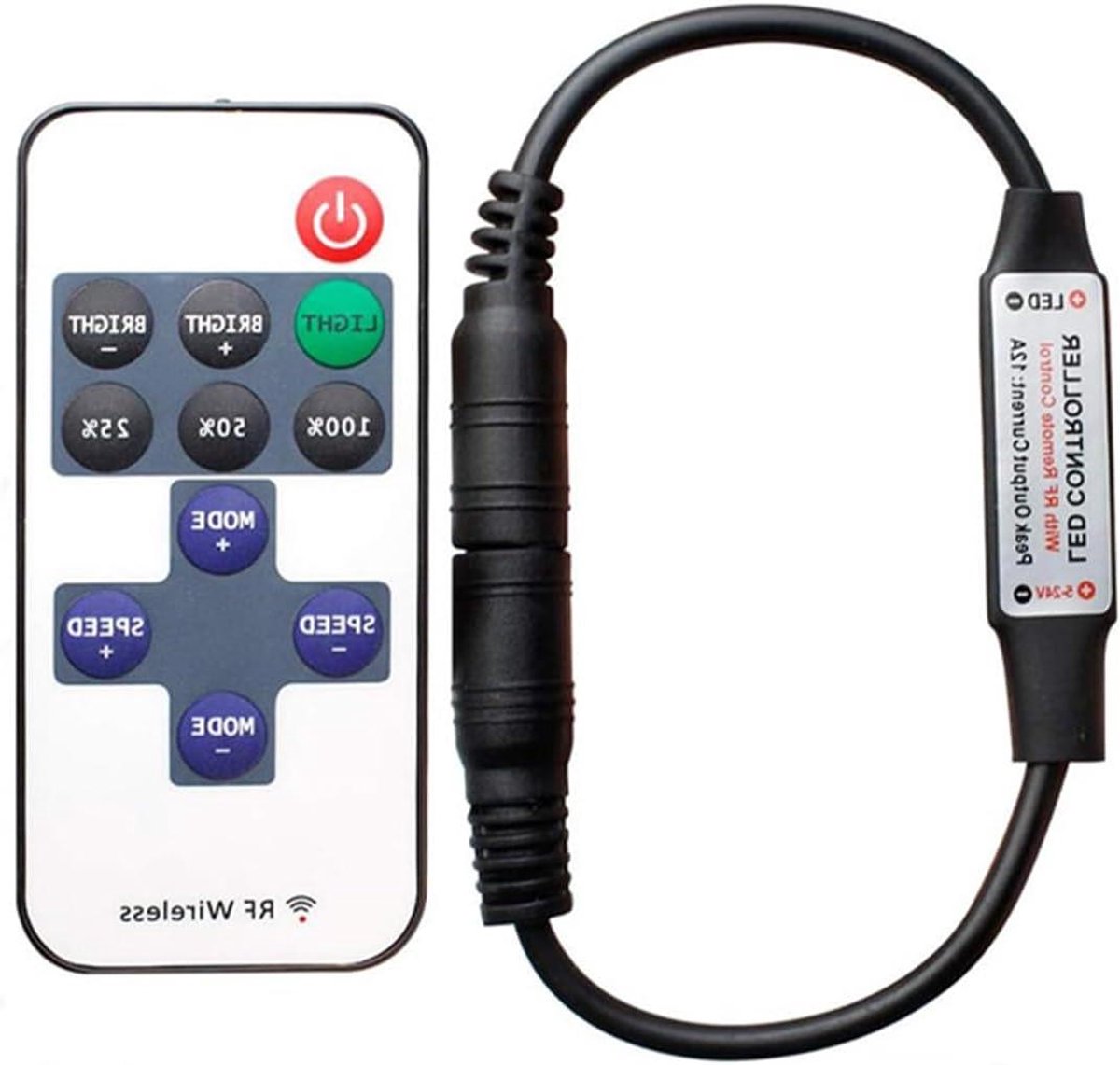LED Dimmer Afstandsbediening - Strip Verlichting Controller - Sfeer Verlichting Instellen - RF Draadloze Bediening - 10 Meter Bereik - Zwart