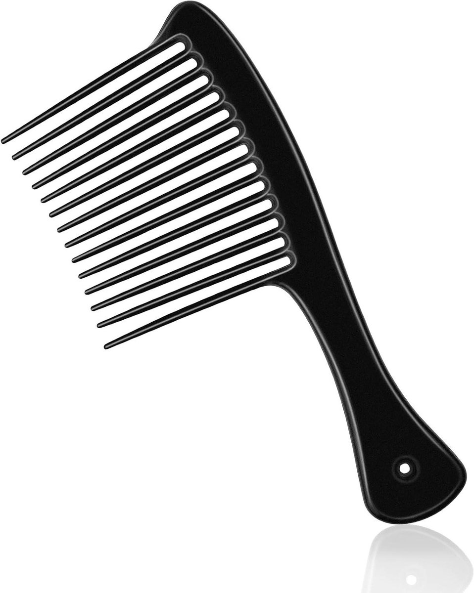 Brede Tandenkam - Haarkam Ontwarren - Nat Haar Kammen - Ronde Kamtanden - 21 cm - Zwart