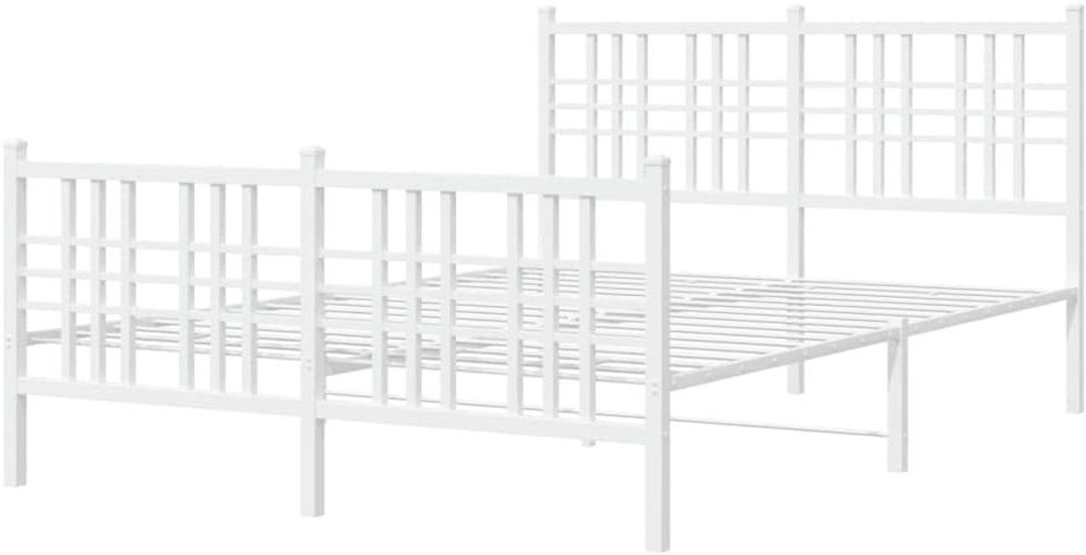 Metalen Bedframe - Bedombouw Ledikant - Slaapkamer Inrichten - Robuuste Stalen Constructie - 135x190 cm - Wit
