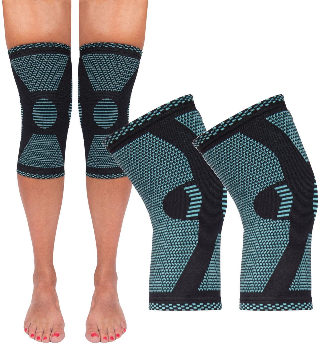 Mona - Orthopedische Knieband - Compressie - Medium - Zwart - 2 stuks