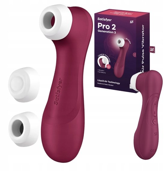 Satisfyer, vibrator, drukgolfvibrator, 'Pro 2 Generation 3', 16,5 cm, vloeibare luchttechnologie, incl. extra opzetstuk, 2 apart regelbare motoren