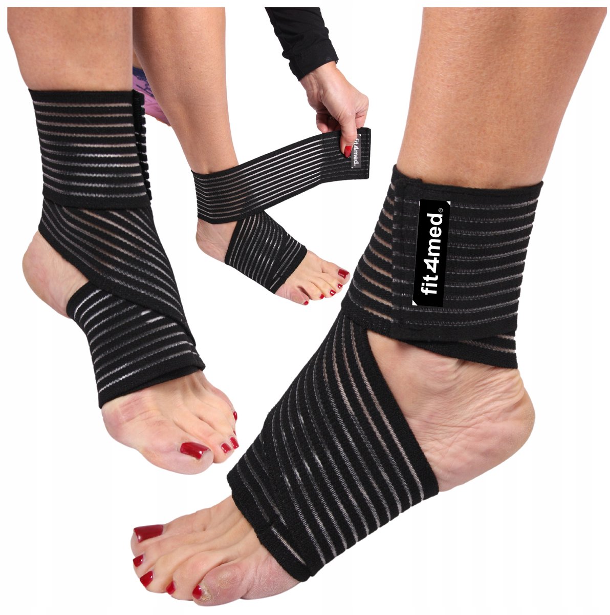 Mona - Enkel Stabilisatie Bandage - Elastaan Materiaal - Zwart - 76 cm