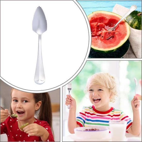 Grapefruit lepels gekarteld roestvrij staal - lange steel roestvrij staal gekartelde lepel - Modieus zilverwerk keukengereedschap voor kiwi, dessert, citrusvruchten — afbeelding 2