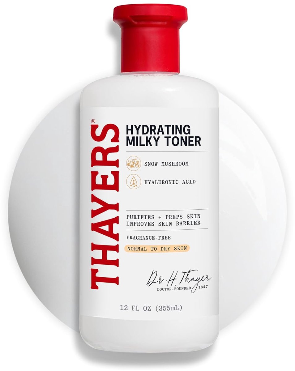 Thayers Milky Face Toner – Snow Mushroom & Hyaluronzuur – Hydraterende Toner – 355 ml