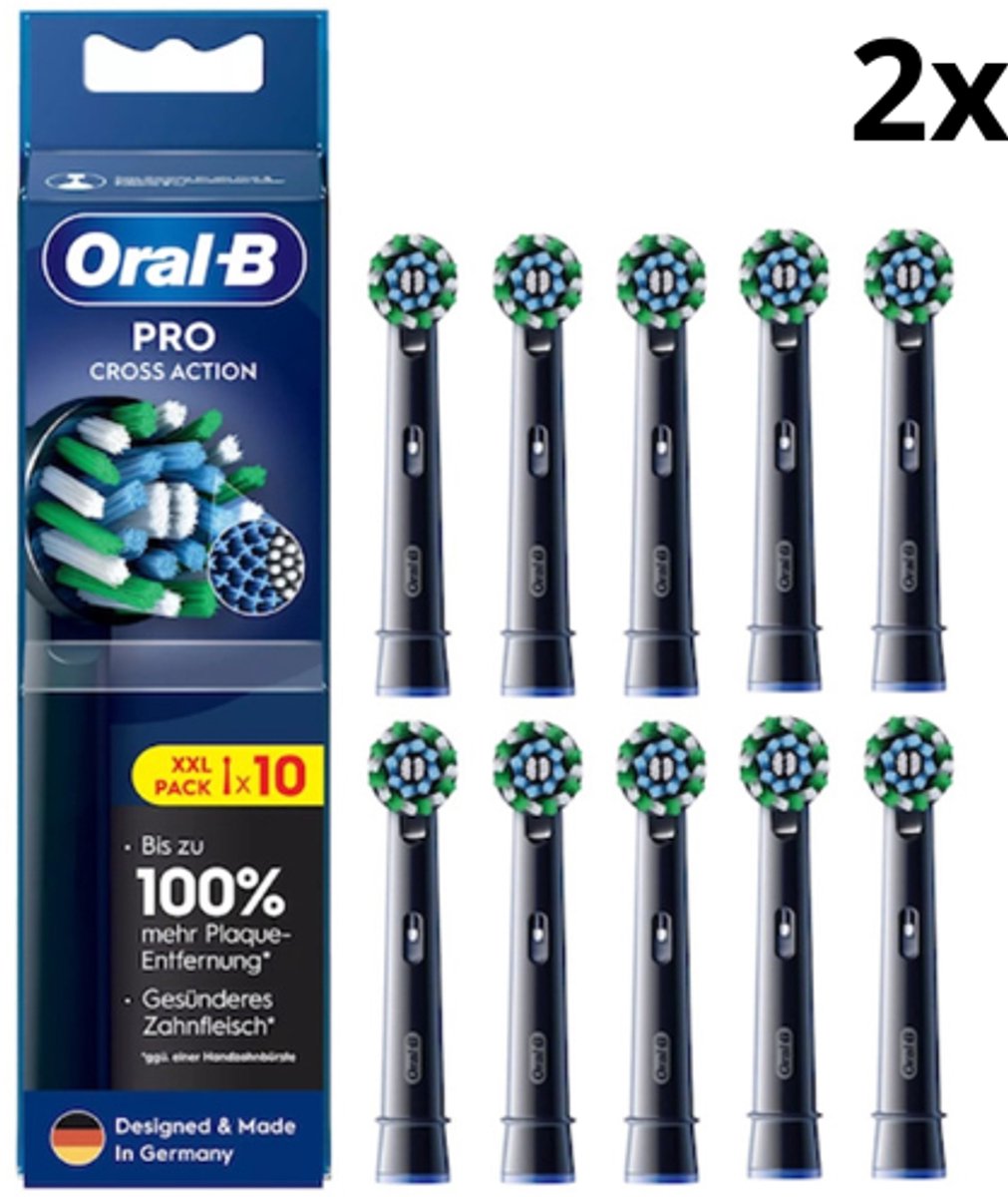 Oral-B Pro Cross Action Opzetborstels Zwart - 2 x 10 stuks