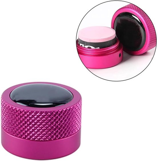 Poolkrijthouder, rond, praktisch hulpmiddel, biljartaccessoires, magnetische mini-krijtpunthouder, ronde doos, biljart (roze) — afbeelding 3