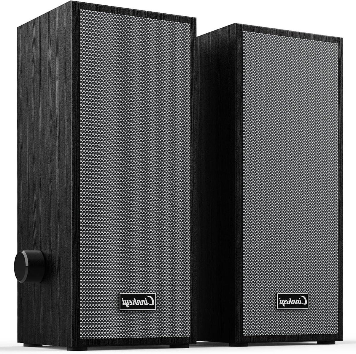 Computer Speakers - PC Speakers Laptop - Muziek en Gaming - Houtnerf Design - 5W x 2 Output - Zwart