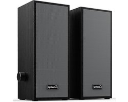 Enceintes d'ordinateur - Enceintes PC portable - Musique et Gaming - Design Grain de bois - 5W x 2 Sortie - Noir