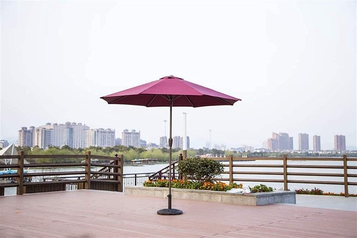 Luxe Kantelbare Tuinparasol 9 ft (±270 cm) Windbestendig UV-Bescherming Weerbestendige Buiten Parasol Markt Parasol voor Tuin, Terras, Balkon, Zwembad – Weinrood