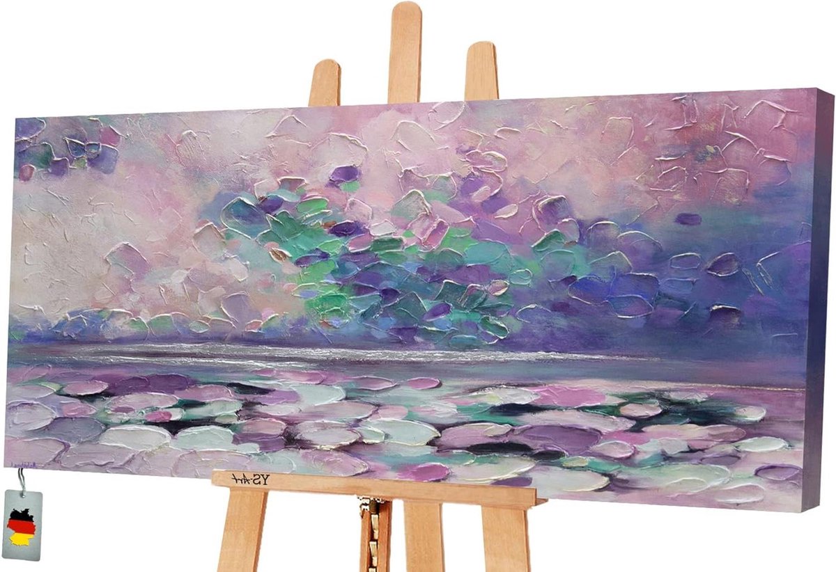 Acryl schilderij - Wandafbeelding Canvas - Interieur Decoratie - Handgeschilderd Unicum - 50 x 100 cm - Veelkleurig