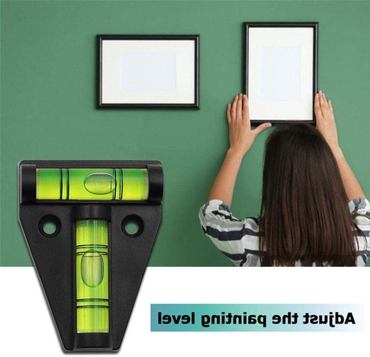 Mini Spirit Level - Waterpas Kruis - Meubels Uitlijnen - Piramide Vorm - 1 stuk - Groen