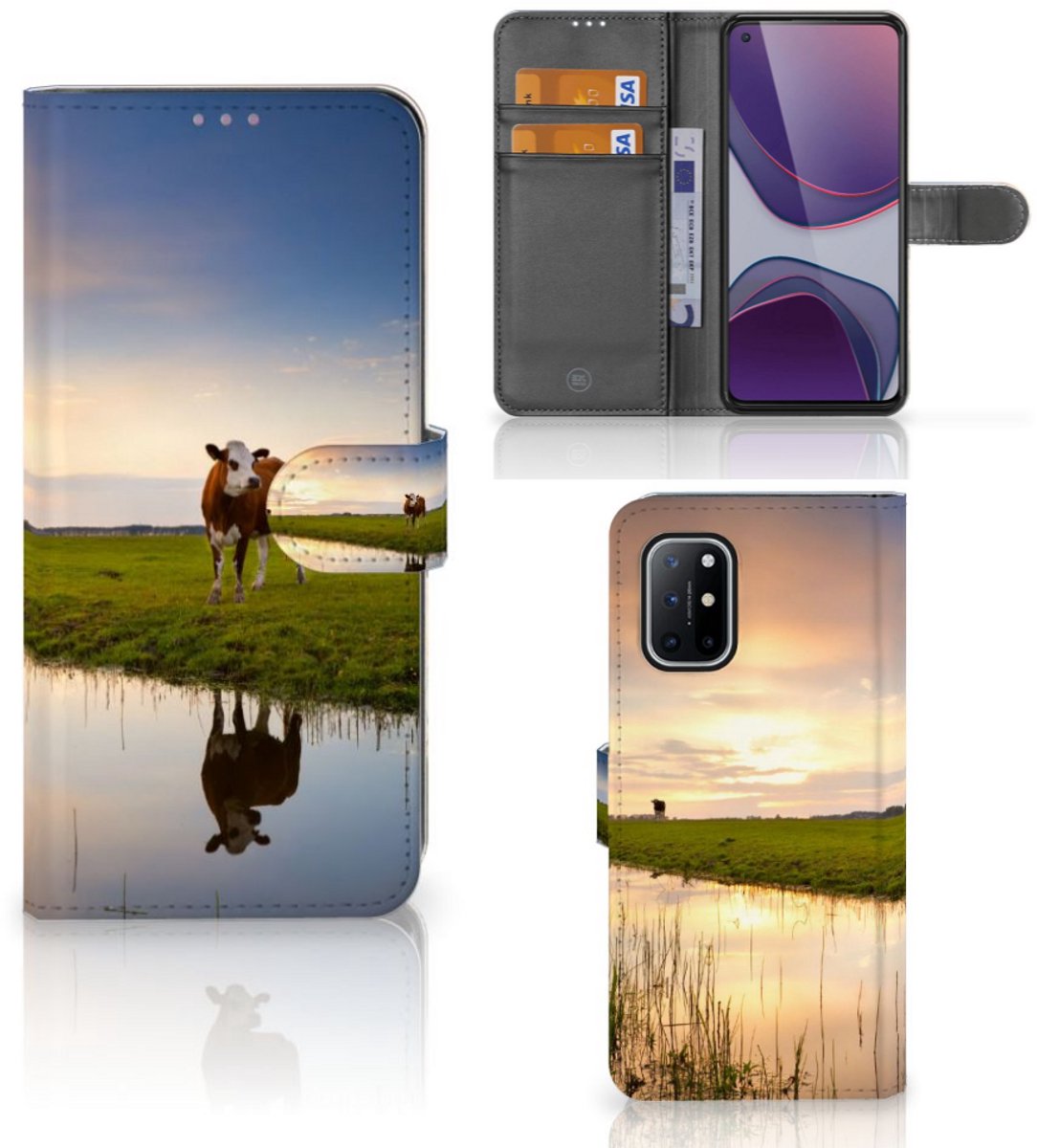 OnePlus 8T Telefoonhoesje met Pasjes Koe