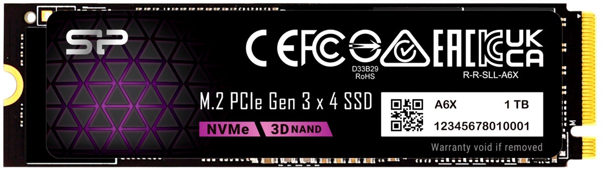 Silicon Power - P34A6X - Interne SSD - PCIe Gen3x4 - NVMe M.2 2280 - 1TB