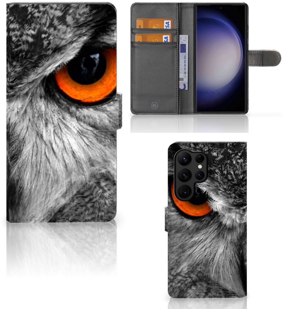 Samsung Galaxy S23 Ultra Telefoonhoesje met Pasjes Uil