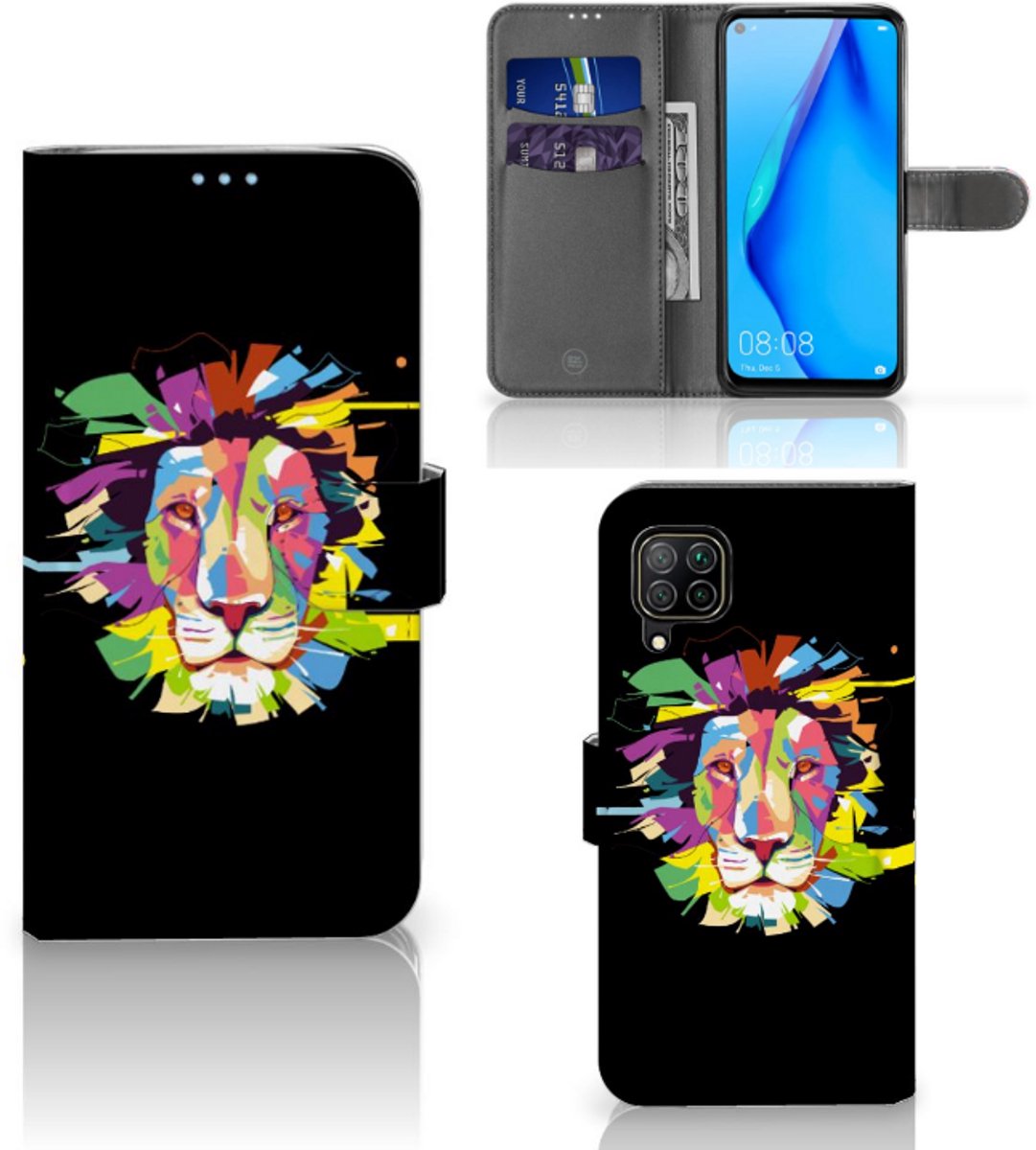 Huawei P40 Lite Leuk Hoesje Lion Color
