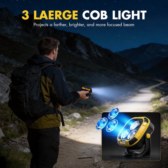 Oplaadbare magnetische LED-werklamp, waterdicht en draagbaar, Geschikt Geschikt autoreparaties, bouwplaatsen en noodgevallen. van Merkloos — afbeelding 4
