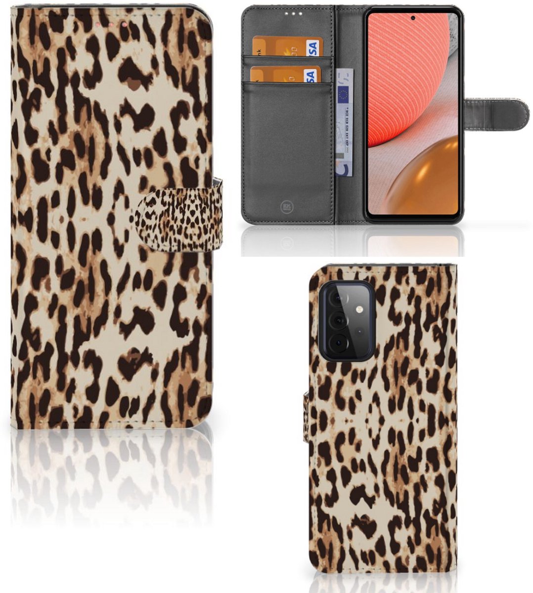 Samsung Galaxy A72 Telefoonhoesje met Pasjes Leopard