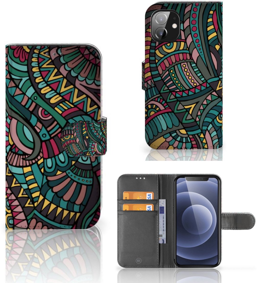 Book Case voor Apple iPhone 12 Mini Telefoon Hoesje Aztec