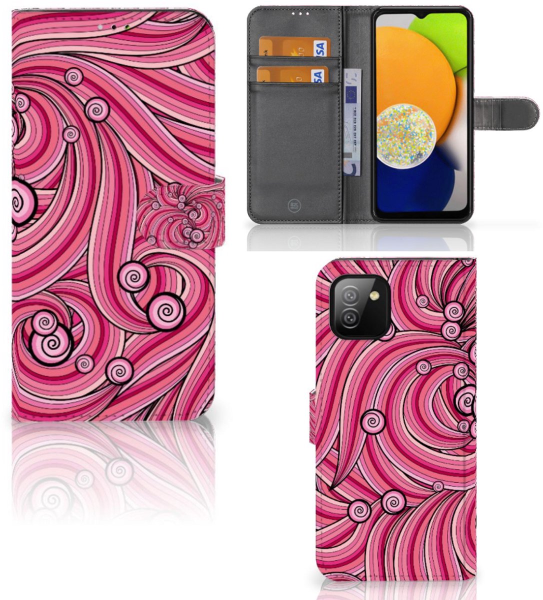 Boekhoesje voor Samsung Galaxy A03 Hoesje Swirl Pink