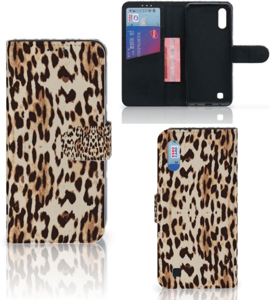 Samsung Galaxy M10 Telefoonhoesje met Pasjes Leopard