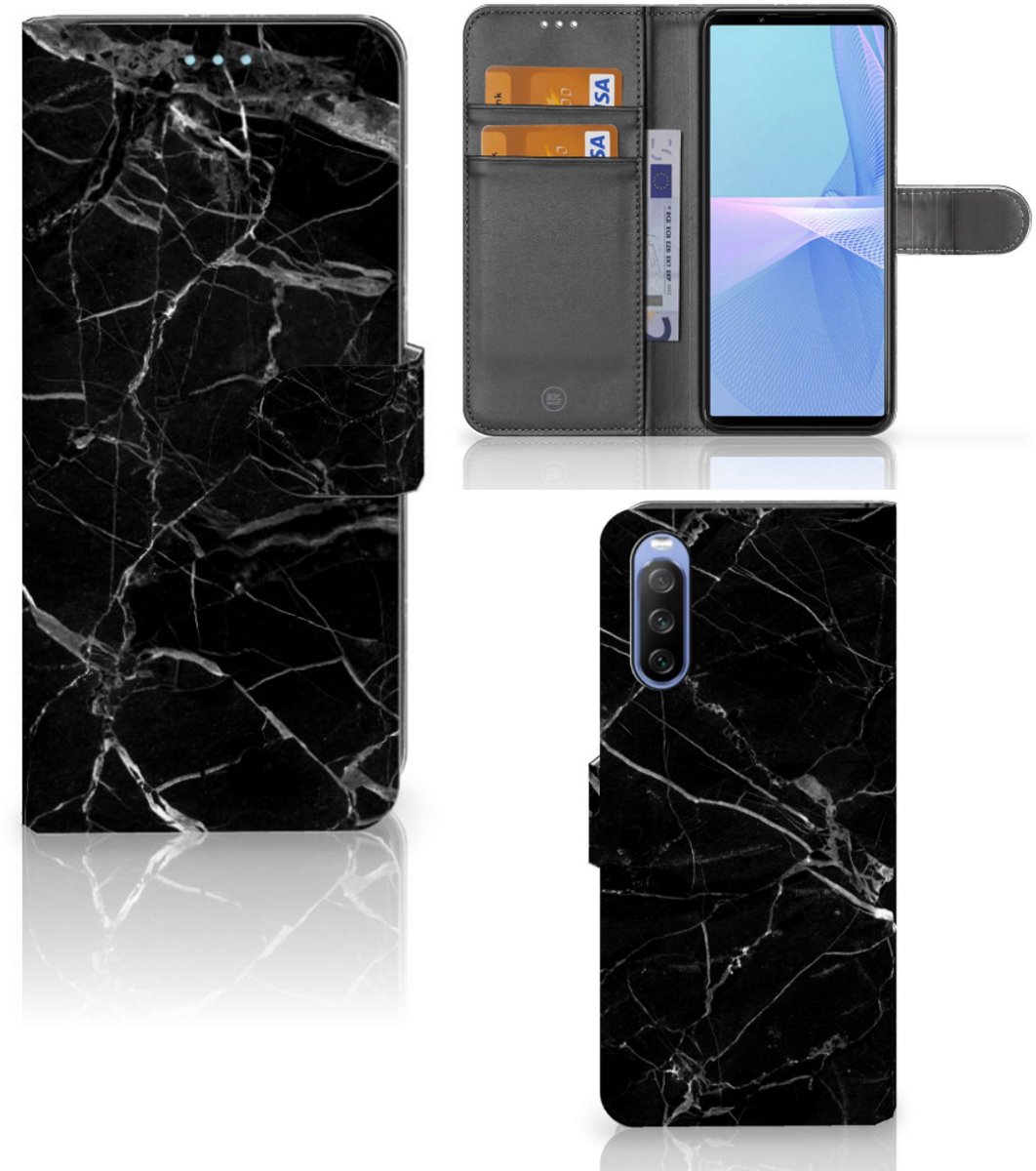 Sony Xperia 10 III Bookcase Marmer Zwart - Origineel Cadeau Vader