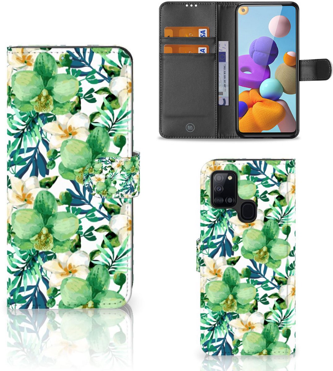 Samsung Galaxy A21s Hoesje Orchidee Groen