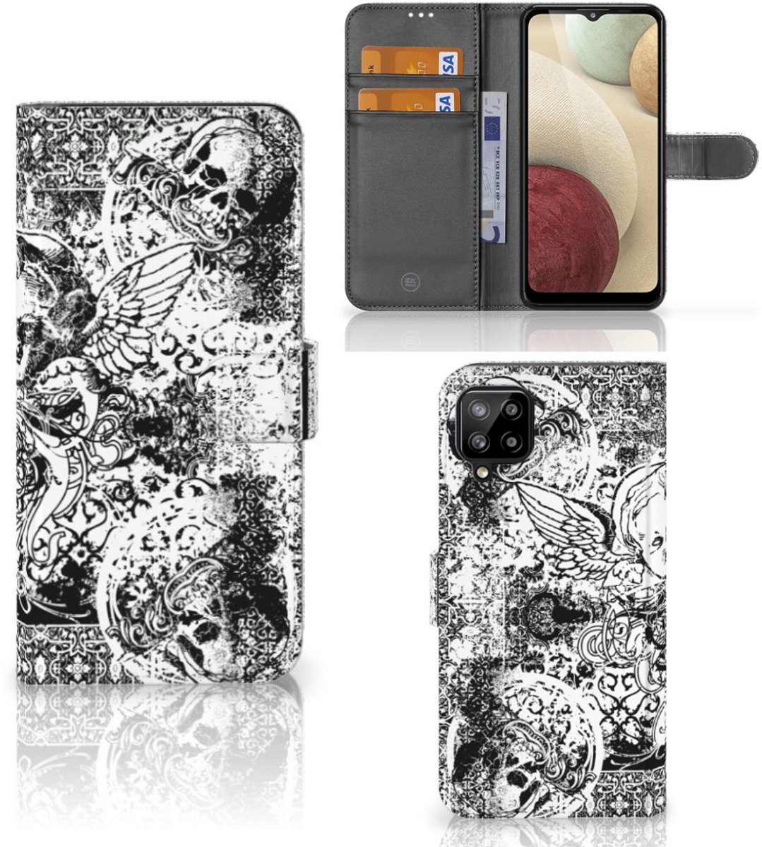 Telefoonhoesje met Naam Samsung Galaxy A12 Skulls Angel