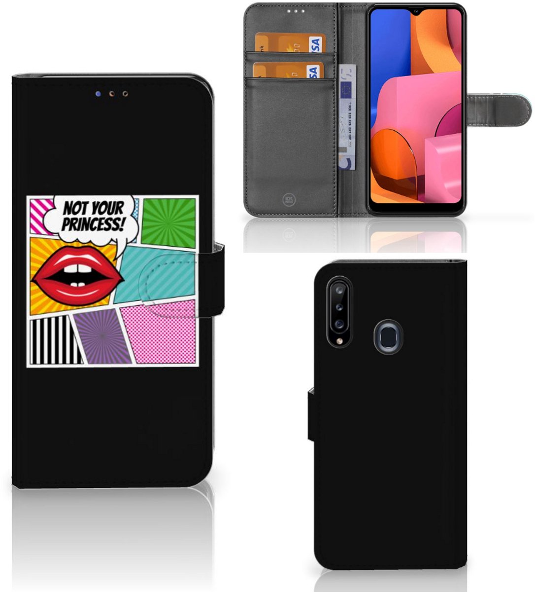 Samsung Galaxy A20s Wallet Case met Pasjes Popart Princess