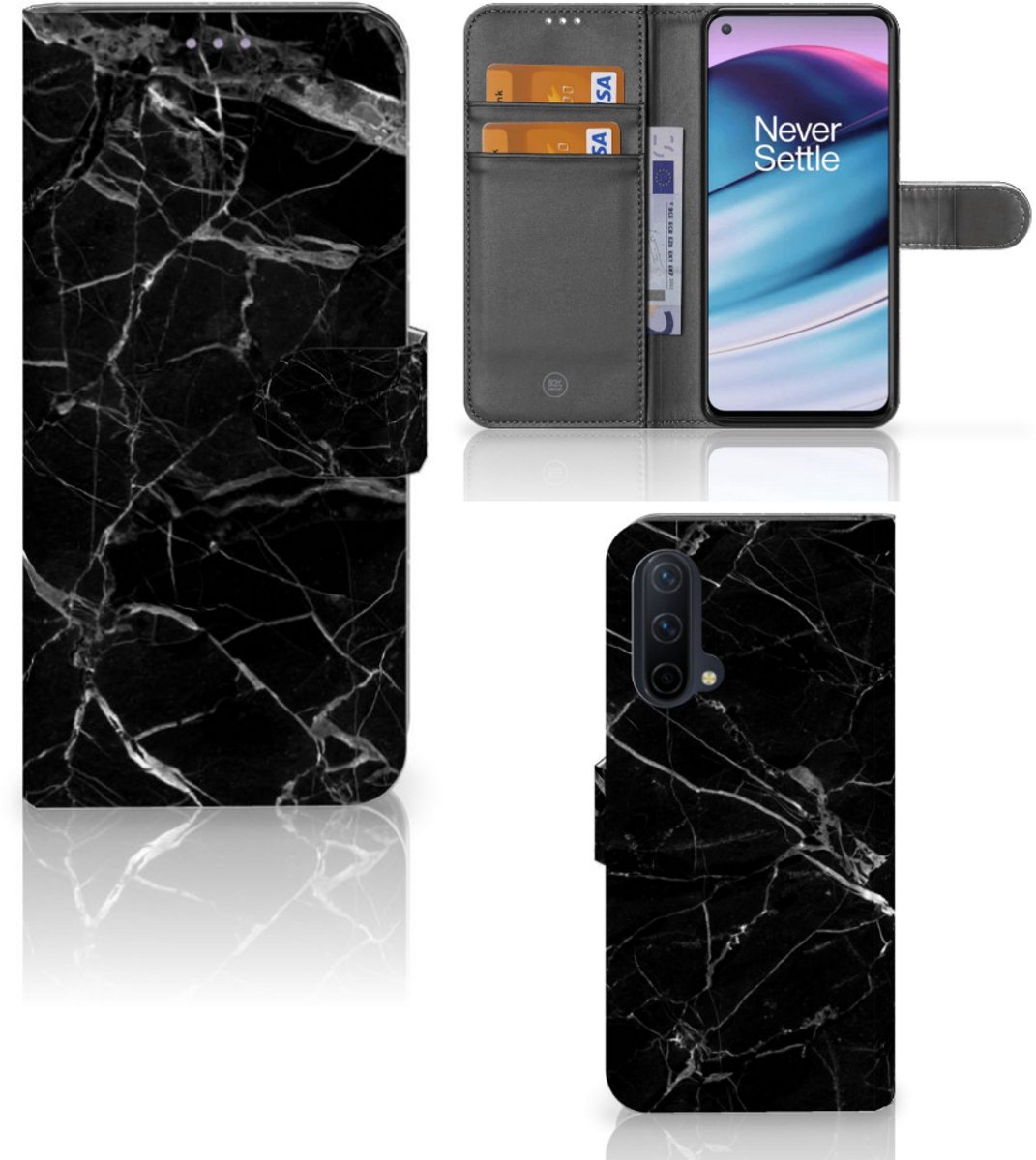 OnePlus Nord CE 5G Bookcase Marmer Zwart - Origineel Cadeau Vader