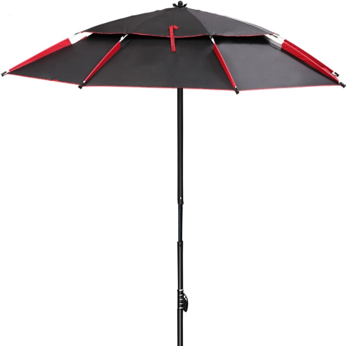 Luxe Kantelbare Tuin- en Strandparasol Ø200 cm met 16 Glasvezelribben, 360° Verstelbaar, Wind- en Waterbestendig, UV-Bescherming, Ventilatiesysteem
